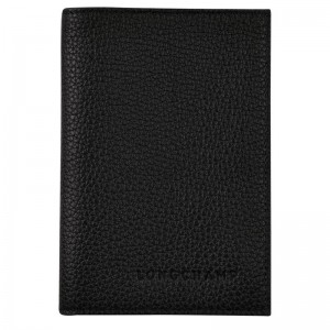 Black Men's Longchamp Le Foulonné Passport cover Passport Bag | 42765-YRLJ