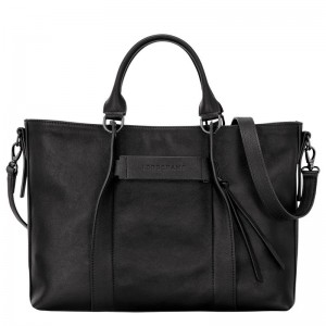 Black Women's Longchamp 3D L Handbags | 91357-DJFZ
