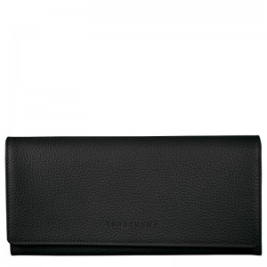 Black Women's Longchamp Le Foulonné Continental Wallets | 04158-LBNR