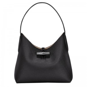 Black Women's Longchamp Roseau M Hobo Bags | 91430-IQCH