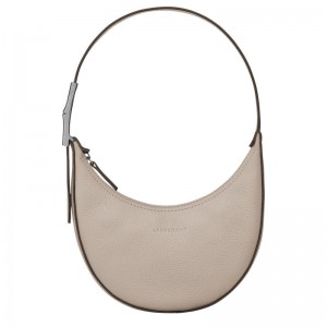 Clay Grey Women's Longchamp Roseau Essential S Hobo Bags | 90265-FQYE