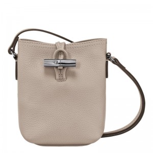 Clay Grey Women's Longchamp Roseau Essential XS Crossbody Bags | 47953-CWHB