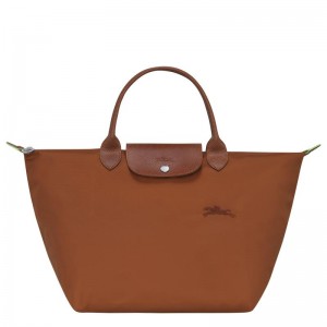 Cognac Brown Women's Longchamp Le Pliage Green M Handbags | 72589-RITM