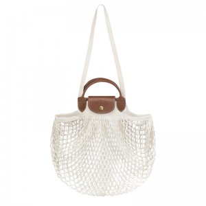 Ecru White Women's Longchamp Le Pliage Filet L Mesh Bag | 19580-TXPO