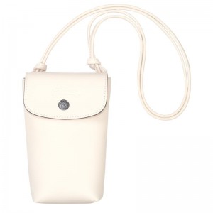 Ecru White Women's Longchamp Le Pliage Xtra with leather lace Phone Case | 23016-JVPW