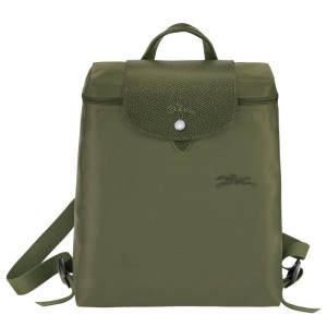 Forest Green Men's Longchamp Le Pliage Green M Backpacks | 32907-WHPU