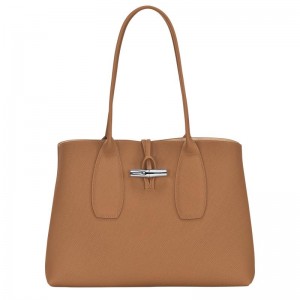 Natural Brown Women's Longchamp Roseau L Tote Bag | 56973-DIWU