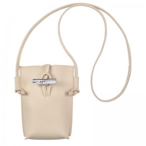 Paper White Women's Longchamp Roseau with lace Phone Case | 73905-GECM