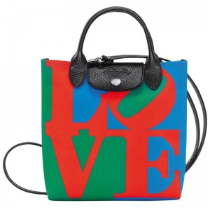 Red/Navy Women's Longchamp x Robert Indiana XS Crossbody Bags | 69153-ILRE