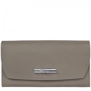 Turtledove Grey Women's Longchamp Roseau Continental Wallets | 89354-ARKL