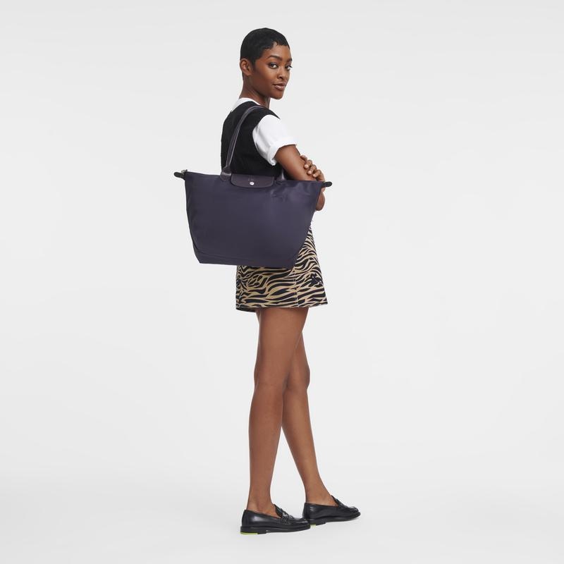 Bilberry Purple Women's Longchamp Le Pliage Green L Tote Bag | 87250-SGKA
