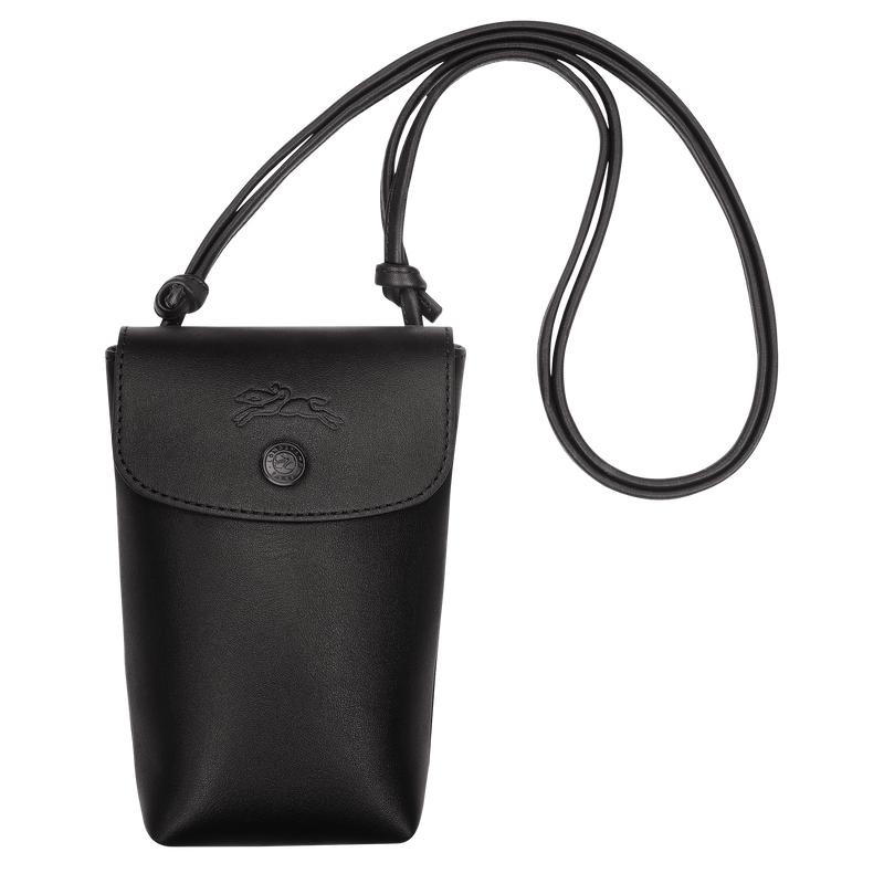 Black Men\'s Longchamp Le Pliage Xtra with leather lace Phone Case | 49125-TVYQ