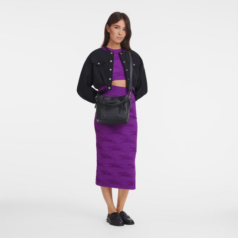 Black Women's Longchamp 3D S Crossbody Bags | 98257-GNIZ