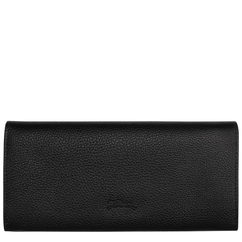 Black Women's Longchamp Le Foulonné Continental Wallets | 04158-LBNR
