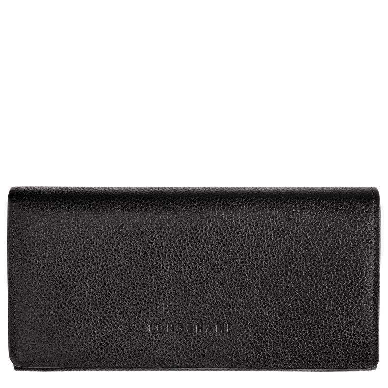 Black Women\'s Longchamp Le Foulonné Continental Wallets | 04591-QWPT