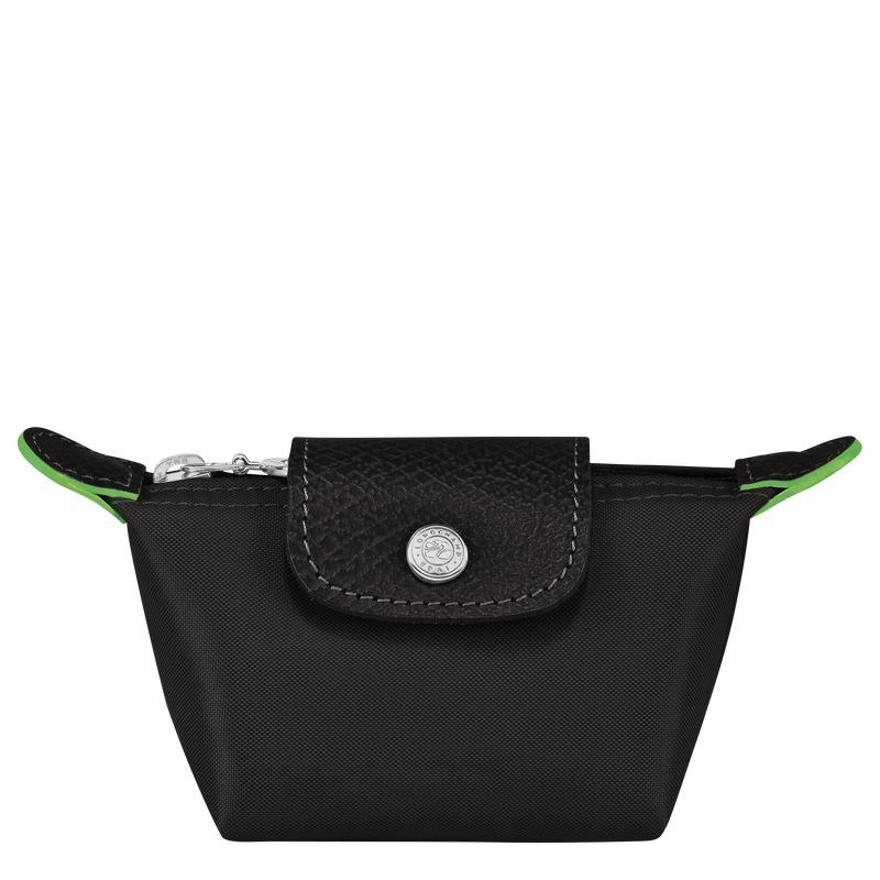 Black Women\'s Longchamp Le Pliage Green Coin Purses | 91275-PHSI