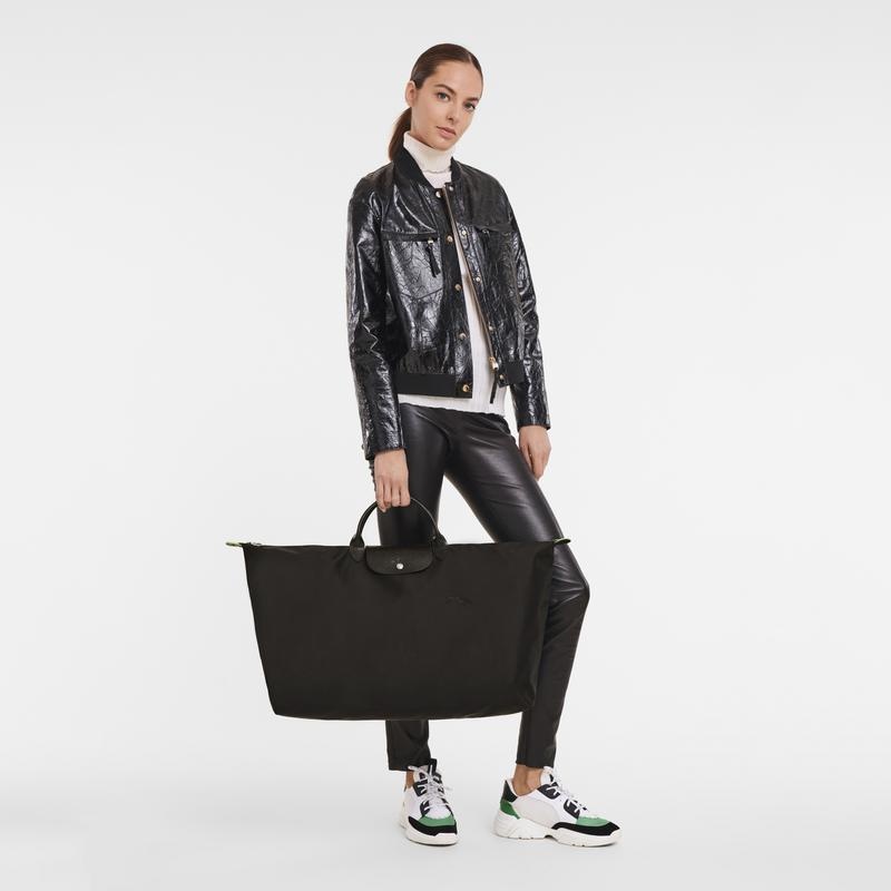 Black Women's Longchamp Le Pliage Green M Travel Bags | 46538-VZGN