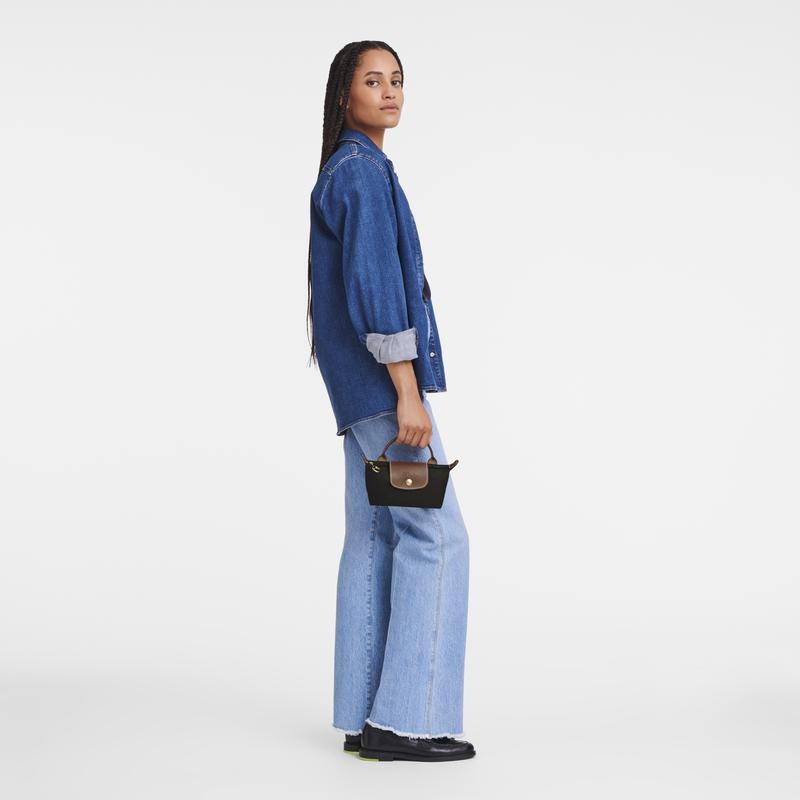 Black Women's Longchamp Le Pliage Original with handle Pouches | 15487-QXAT