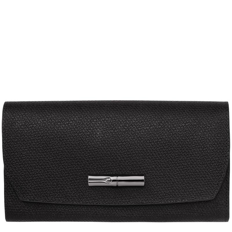 Black Women\'s Longchamp Roseau Continental Wallets | 79128-FPLH