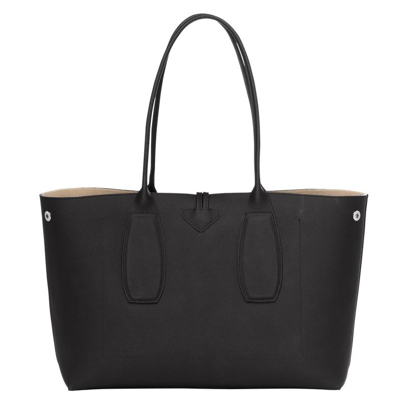 Black Women's Longchamp Roseau L Tote Bag | 89673-OAHK