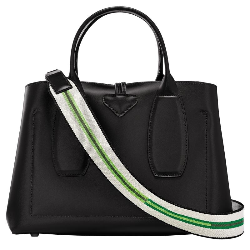 Black Women's Longchamp Roseau M Handbags | 31079-BTYF