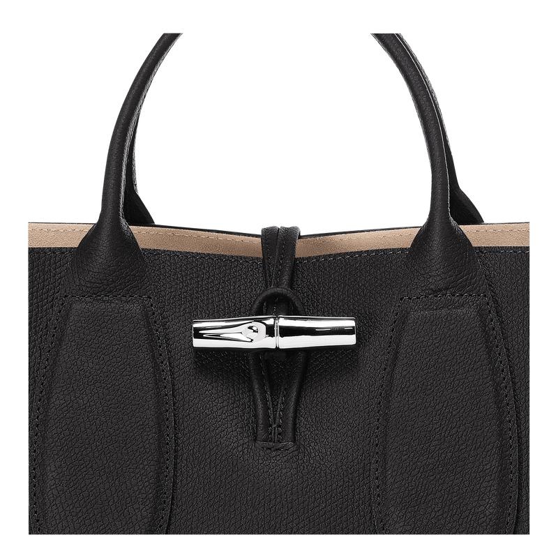 Black Women's Longchamp Roseau M Handbags | 78641-PRCM