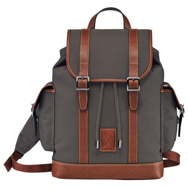 Brown Men\'s Longchamp Boxford Backpacks | 36718-BODP