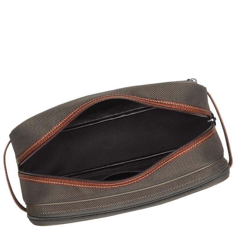 Brown Men's Longchamp Boxford Toiletry Bags | 85413-JFZG