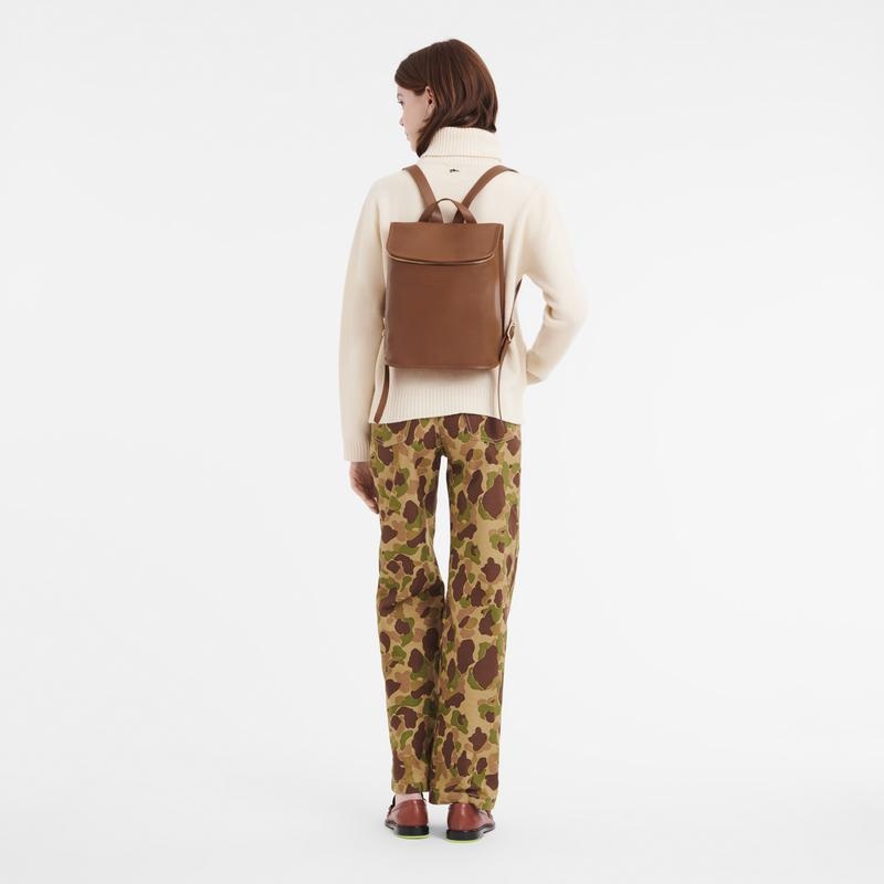 Caramel Brown Women's Longchamp Le Foulonné Backpacks | 35908-ODTM