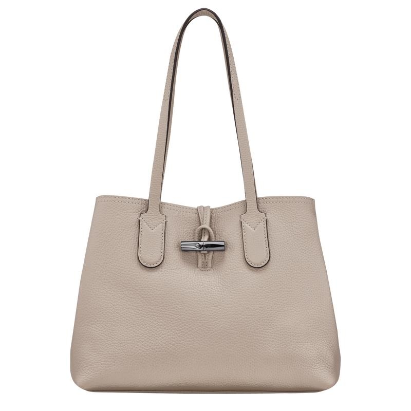 Clay Grey Women\'s Longchamp Roseau Essential M Tote Bag | 13984-VJUZ