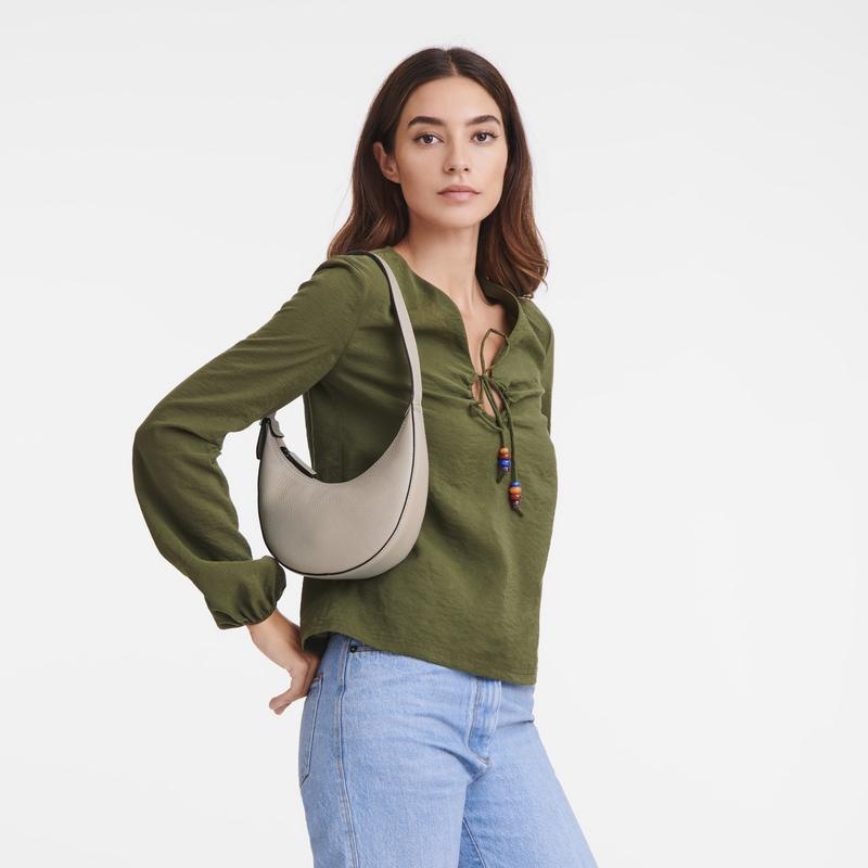 Clay Grey Women's Longchamp Roseau Essential S Hobo Bags | 90265-FQYE