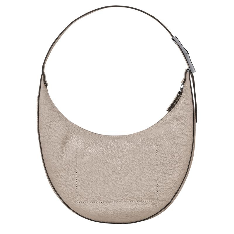 Clay Grey Women's Longchamp Roseau Essential M Hobo Bags | 52943-WZIV