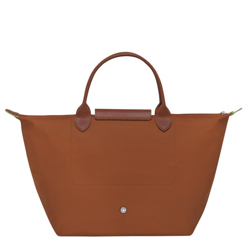 Cognac Brown Women's Longchamp Le Pliage Green M Handbags | 72589-RITM