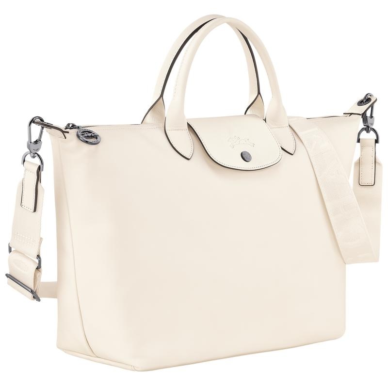 Ecru White Men's Longchamp Le Pliage Xtra L Handbags | 36247-ODBC
