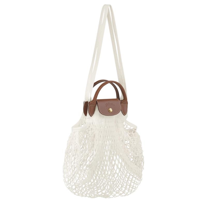 Ecru White Women's Longchamp Le Pliage Filet L Mesh Bag | 19580-TXPO