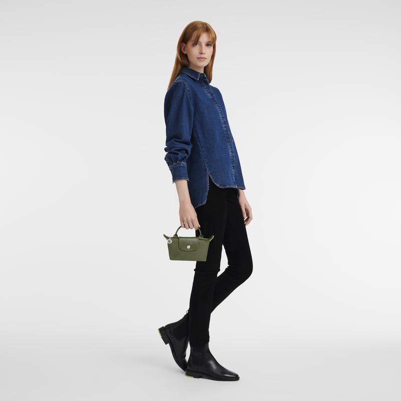 Forest Green Men's Longchamp Le Pliage Green with handle Pouches | 26857-VYWF