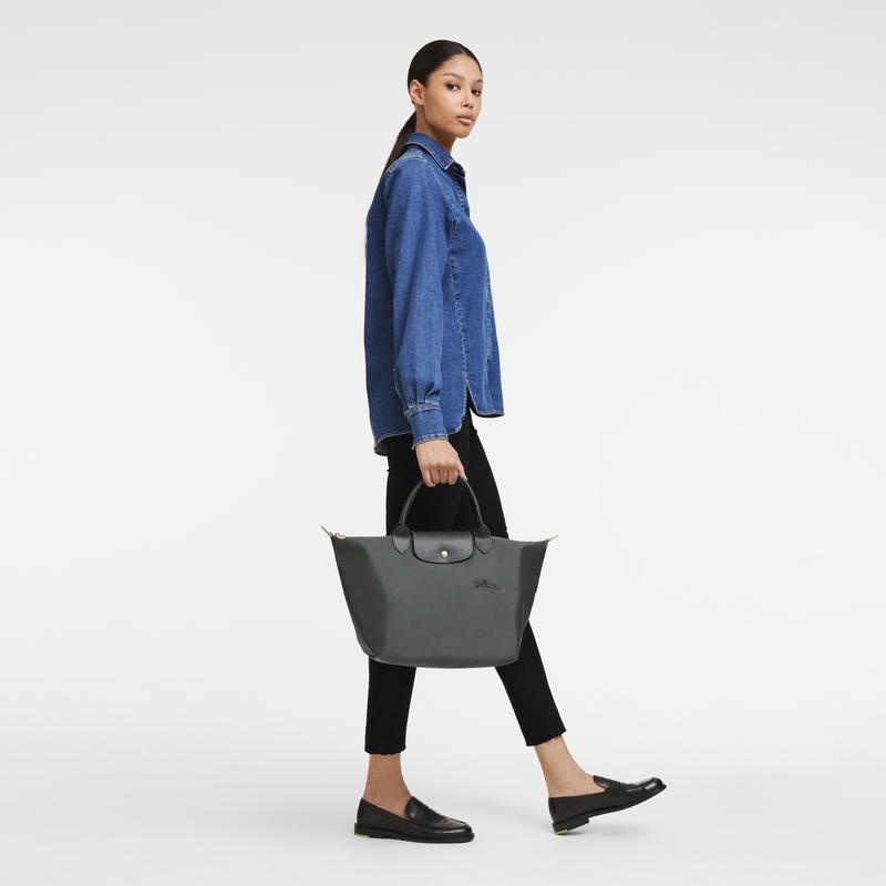 Graphite Grey Women's Longchamp Le Pliage Green M Handbags | 71423-FLNV