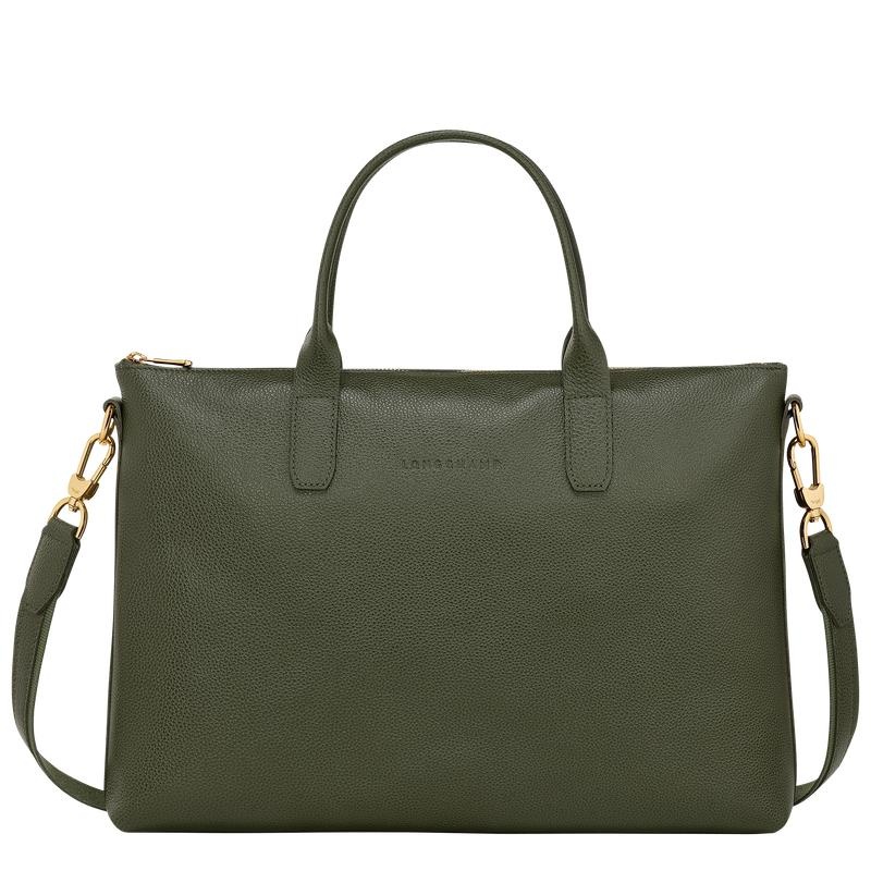 Khaki Men\'s Longchamp Le Foulonné S Briefcase | 84695-OWQE