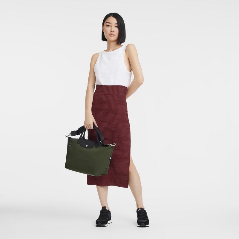 Khaki Women's Longchamp Le Pliage Energy L Handbags | 40627-SLZB