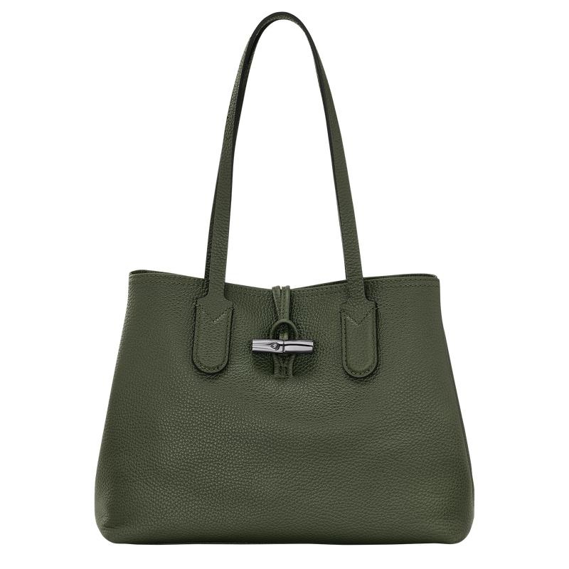 Khaki Women\'s Longchamp Roseau Essential M Tote Bag | 89137-UWYI
