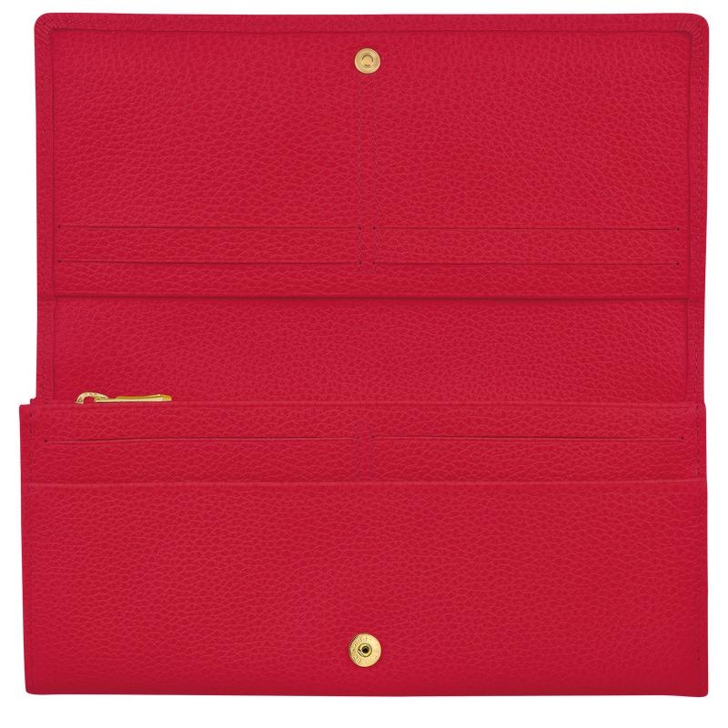 Love Red Women's Longchamp Le Foulonné Continental Wallets | 05783-DIBT