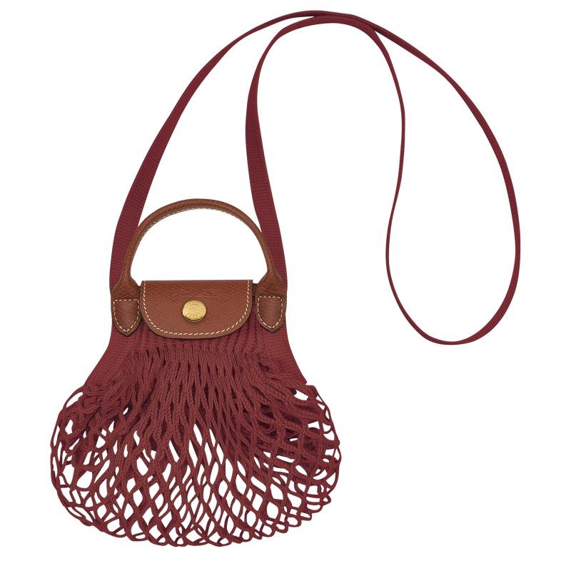Mahogany Brown Women\'s Longchamp Le Pliage Filet XS Mesh Bag | 02369-BJMD