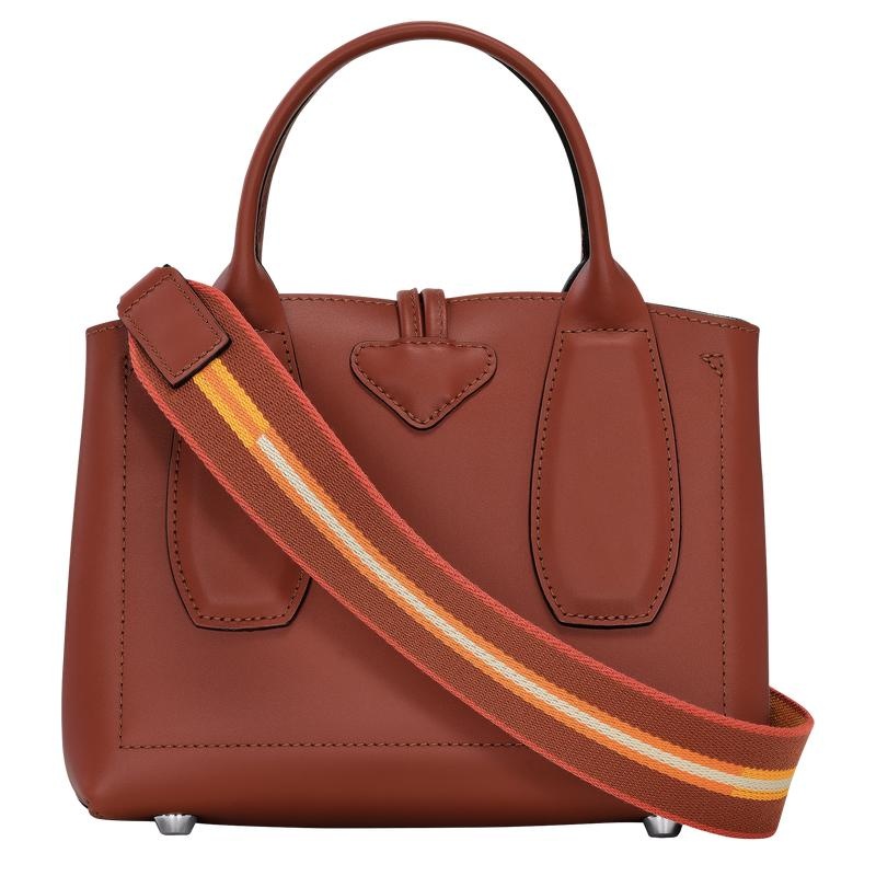 Mahogany Brown Women's Longchamp Roseau S Handbags | 70569-RWVG