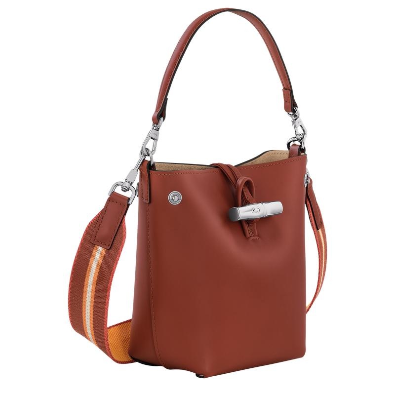 Mahogany Brown Women's Longchamp Roseau XS Bucket Bag | 86920-ZTOF