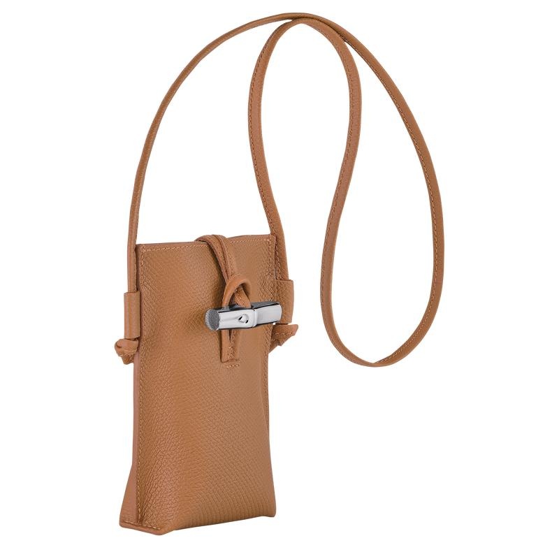 Natural Brown Men's Longchamp Roseau with lace Phone Case | 05387-KHGV
