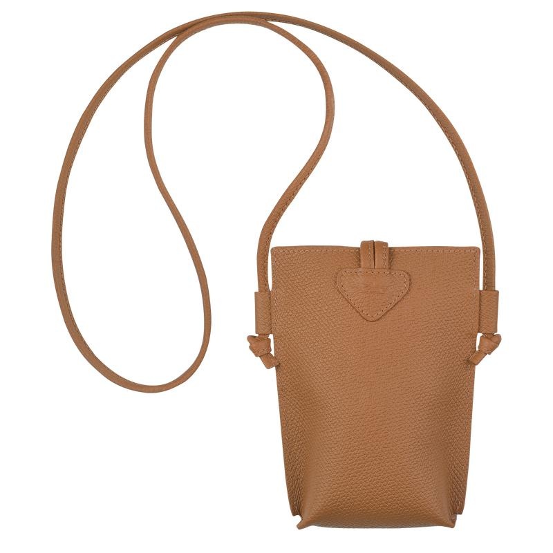 Natural Brown Men's Longchamp Roseau with lace Phone Case | 05387-KHGV