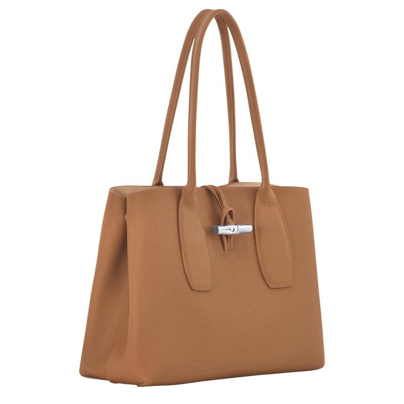 Natural Brown Women's Longchamp Roseau L Tote Bag | 56973-DIWU