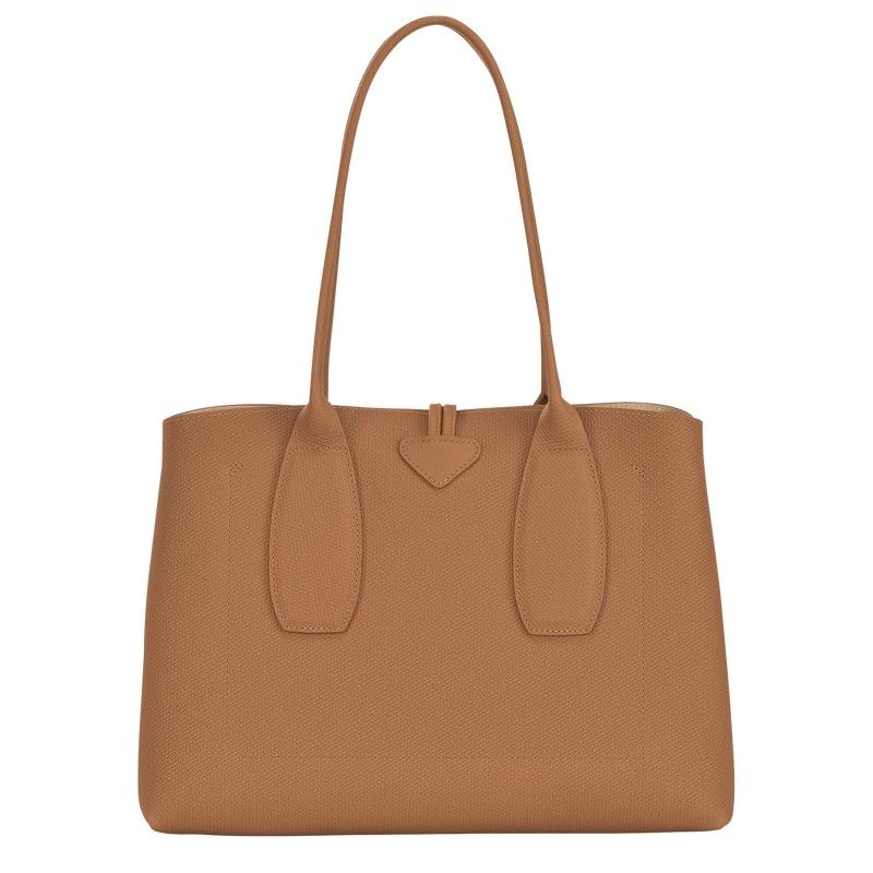 Natural Brown Women's Longchamp Roseau L Tote Bag | 56973-DIWU