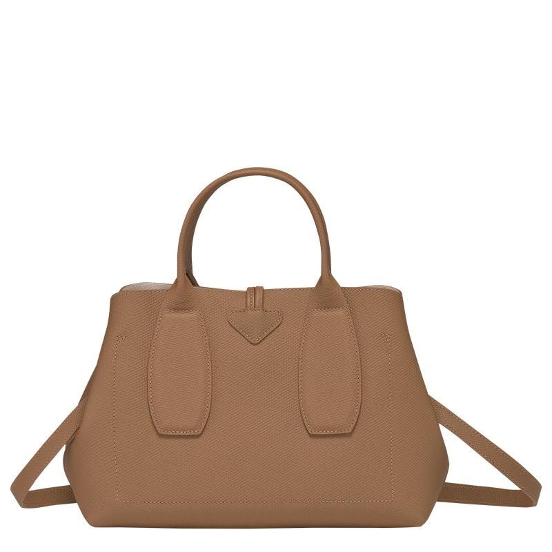 Natural Brown Women's Longchamp Roseau M Handbags | 54382-PXUM