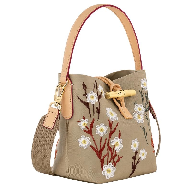 Oat Blue Women's Longchamp Roseau XS Bucket Bag | 76015-UIZL